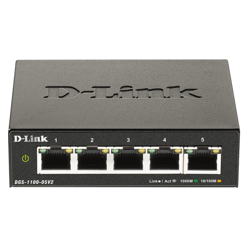 D-Link DGS-1100-05V2 network switch Smart Managed, L2, Gigabit Ethernet (10/100/1000) Black