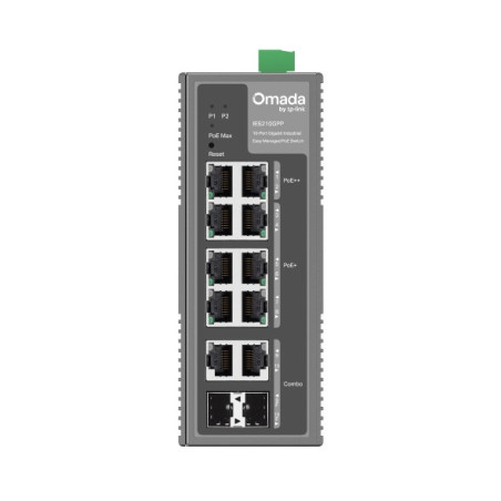 P-Link Omada 10-Port Gigabit Industrial Easy Managed Switch with 6-Port PoE+ and 2-Port PoE++
